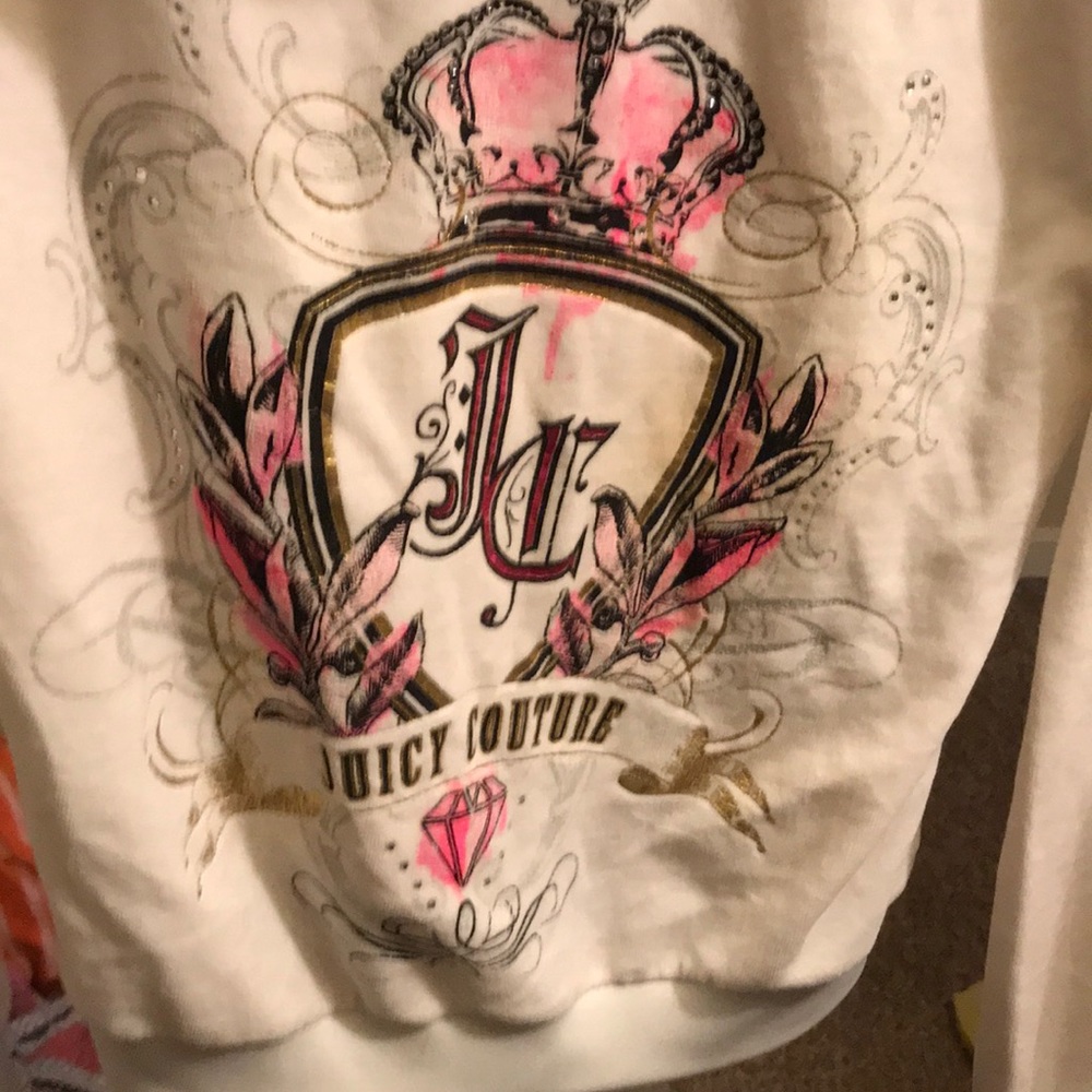 Juicy rhinestone pink black gold graffiti hoodie